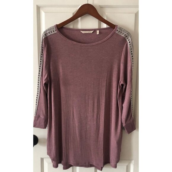 SOFT SURROUNDING Bailey Waffle Knit Thermal Top Pink / Purple Size XL - Picture 2 of 8